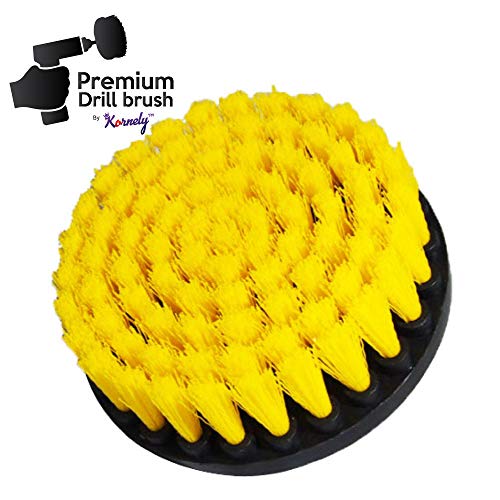 Premium Drill Brush Professional – Medium-Soft 5 in Yellow Set of 3 | Scratch-Free Cleaning Brush for Tile, Grout, Bathtub, Shower, Fibreglass and Ceramic Surfaces - color: Yellow