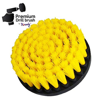 Premium Drill Brush Professional – Medium-Soft 5 in Yellow Set of 3 | Scratch-Free Cleaning Brush for Tile, Grout, Bathtub, Shower, Fibreglass and Ceramic Surfaces - color: Yellow