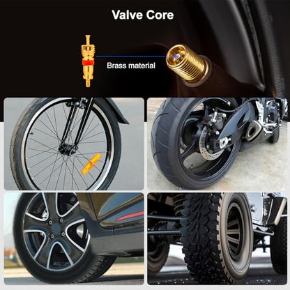 2-Pack Schrader Tire Valve Tool with 10 Brass Valve Cores | Two all-metal tools, spring-free core grip, 11.6 cm non-slip handle for tire valve service - size: Schrader 2 PACK+10Cores