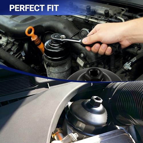 86mm 16 Flutes Oil Filter Wrench Replacement for BMW and Volvo, Oil Filter Socket Wrench Kit, Housing Caps to Change Oil Filter Cover Removal Tool