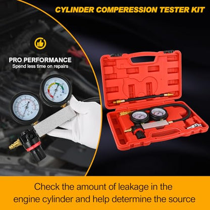 Nilight Cylinder Leak Down Tester, Gasoline Engine Compression Dual Gauge Leakdown Detector Automotive Tool Set with 10 12 14mm Spark Plugs - color: 5pcs Leak Down Tester