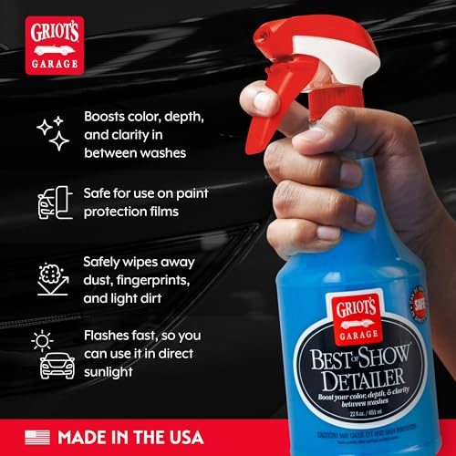 Griot's Garage Best of Show Detailer for Car Detailing, Wipes Away Dust, Fingerprints, and Light Dirt, Improves Paint Gloss and Color Between Washes, 10980, 22oz - size: 22 Fl Oz (Pack of 1)