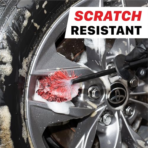 Maxshine Universal 10” Wheel & Rim Brush – Soft Bristle Scratch-Free Car Detailing Brush with Comfort Grip & Knuckle Guard – Tire, Spoke, Lug Nut & Brake Dust Cleaner for Cars, Trucks, SUVs & Boats - size: 10"