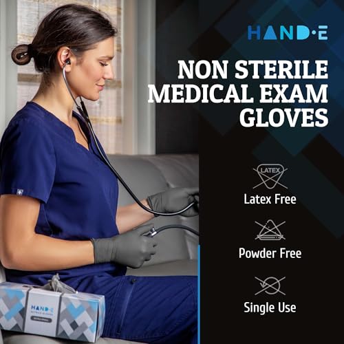 Hand-E Touch Disposable Grey Nitrile Gloves 50 and 200 Count, Latex Free Medical Gloves - color: Gray (X Small)