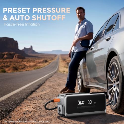 Jump Starter with Air Compressor Portable Car Battery Jump Box 4000A | 12V Lithium Car Battery Booster with Vacuuming & Blowing Cleaning, Up to 9.0L Gas and 8.0L Diesel Engines, Car Accessories