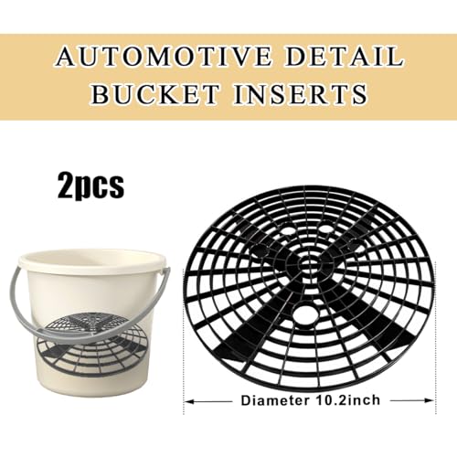 2 PCS Car Wash Bucket Insert, Plastic Wash Bucket Insert Removes Dirt Debris for Car Detailing Cleaning, Auto Detail Trap Fits 12 Inch Diameter or 3-5 Gallon Bucket (Black) - color: Black