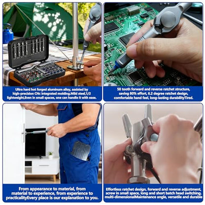 42 in 1 Magnetic Screwdriver Set, DIY Ratchet Screwdriver Set, Multi Bit Magnetic Drive,with Detachable Ratchet Handle and Storage Case, Portable Compact Repair Tool Kit for Furniture Computer Bicycle