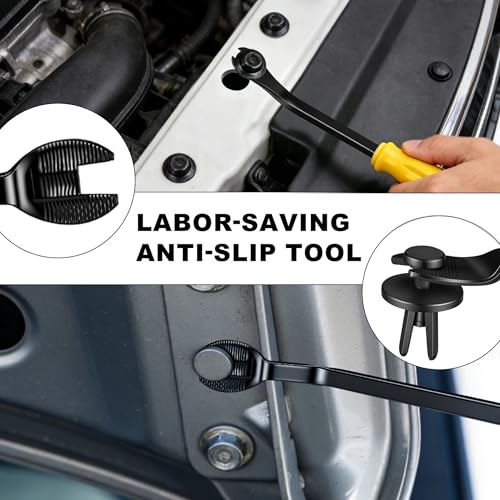 Car Trim Removal Tool Kit, 5 Pcs Auto Clip Removal Pry Tool for Door Dash Dashboard Panel Fastener Remover, Push Pin Puller Body Repair Tools - color: yellow