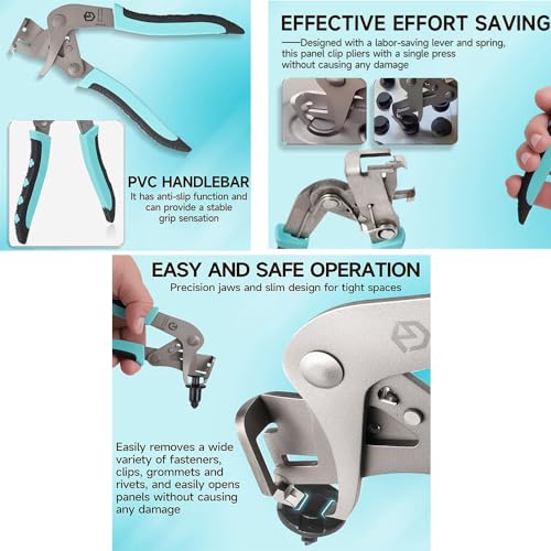 Car Clip Pliers and Disassembly Tools,Multi-Functional Push Pin Tool Automotive Snap Pliers for Fasteners,Panel Removal,Clips and Buckles（Including 1 Pair Gloves ）