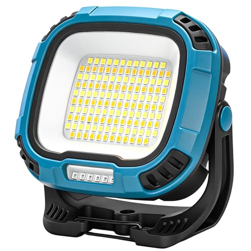 6000mAh Rechargeable Work Light, 4000LM Magnetic Work Light | 136-LED Work Light with Hook, IP65 Waterproof, 30H Runtime, Portable Shop Light, Car Repair, Outdoors, Emergency(Blue) - color: Blue, size: 1 Pack