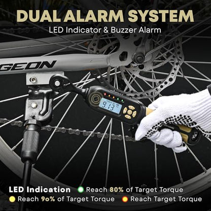 Digital Torque Wrench 1/4 drive, 1.1-22.1 ft-lb (1.5-30 Nm) ±1% Accuracy Inch Pound Torque Wrench with Buzzer and LED Electronic Torque Wrenches with Bits & Sockets for Bike Motorcycle Gunsmithing - size: 1/4 drive 1.1-22.1 ft.lb