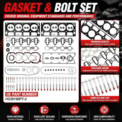 Gen IV 5.3 AFM DOD Lifter Kit W/Head Gasket Set For Chevy/GMC 2007-2014 | Fit For Chevy Silverado Tahoe Suburban GMC Sierra Yukon Envoy Buick Saab LC9 LH6 OE#HS26190PT-2 - color: For GM 5.3L AFM 2007-2013