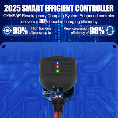 OYMSAE 12V 7.5W Solar Trickle Charger & Maintainer - Waterproof Battery Charger with Smart Controller for Car Boat RV Truck Marine - Includes Cigarette Plug & Alligator Clips - size: 7.5W