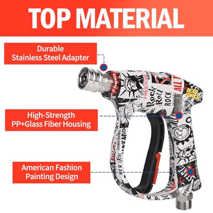Bear Force High Pressure Washer Gun 3000 PSI Max, Power Washer Short Gun M22-ID14mm with 1/4“ Quick Connector, Car Wash, Car Cleaning, Car Care Detailing - size: A. Single Gun