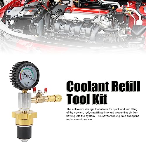 Vacuum Antifreeze Change Fill Kit Pneumatic Radiator Cooling System Coolant Refill Tool for Car Van SUV Truck ABS Rubber Brass Material 8pcs Set