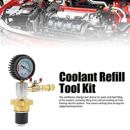 Vacuum Antifreeze Change Fill Kit Pneumatic Radiator Cooling System Coolant Refill Tool for Car Van SUV Truck ABS Rubber Brass Material 8pcs Set