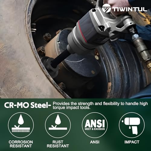 2-3/16'' Impact Socket 1" Drive, Deep 6 Point for Semi Truck | Large Impact Socket, CR-MO Weighted Big Socket, Heavy Duty 1 Inch Socket for Hydraulic Cylinder, Oil Rig & Rail Equipment - size: 2-3/16"(1 PCS)