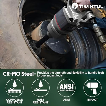 2-3/16'' Impact Socket 1" Drive, Deep 6 Point for Semi Truck | Large Impact Socket, CR-MO Weighted Big Socket, Heavy Duty 1 Inch Socket for Hydraulic Cylinder, Oil Rig & Rail Equipment - size: 2-3/16"(1 PCS)