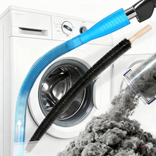 Dryer Vent Cleaner Kit - Universal Vacuum Hose Attachment & Lint Brush, Effectively Clean Clogged Dryer Ducts, Fit Most Vacuums for Dryer, Refrigerator Coils & Behind Appliances - color: Blue