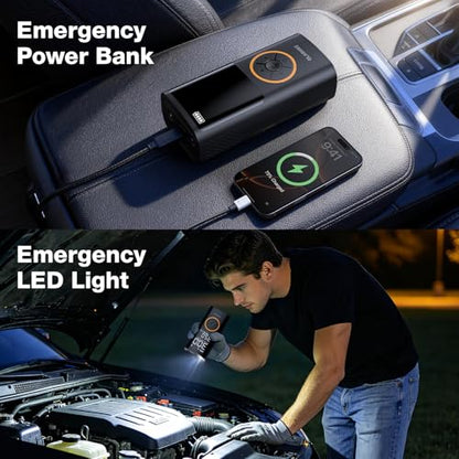 OlarHike Tire Inflator Portable Air Compressor, Smart Dual Hose System, Auto Air Pump for Car Tires, Bike,Bicycle, Motorcycles,Electric Pump with LED Light & Digital Pressure Gauge