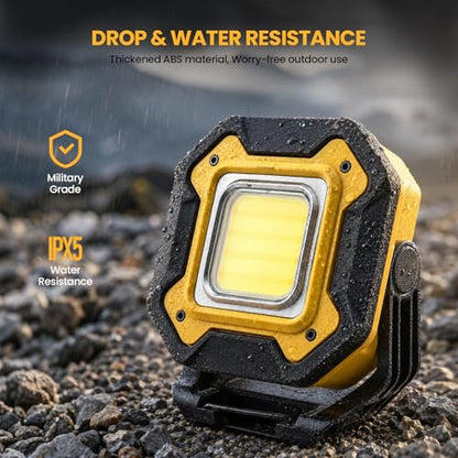 2-Pack 6000mAh Rechargeable LED Work Light, 16Hrs Long-Lasting 1200LM Waterproof Magnetic Job Site Lighting, 180° Rotating 4 Modes 6500K Work Lamp for Car Repair Mechanic Camping Fishing Emergency - color: Yellow