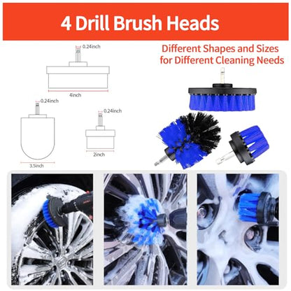 23Pcs Car Wash Kit,62" Car Wash Brush Mop with Long Handle,Car Cleaning Kit,Car Detailing Brush Set,Car Wash Bucket with Filter,Windshield Window Squeegee for Cars RV Truck Boat