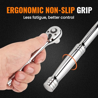 1/4" Drive Ratchet Wrench Set, 90T Quick-Release Reversible Ratchet, Cr-Mo Head with 6" Extension Bar for Automotive, Electronics & Home Repair - size: 1/4"