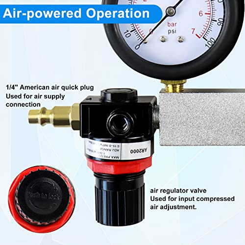 JoyFans Cylinder Leak Down Tester Kit, Professional Dual Pressure Gauges Engine Compression Leakdown Detector Leakage Test Set for Gasoline Engine with 10 12 14mm Spark Plugs Red - color: Red