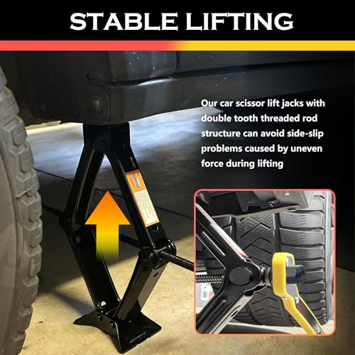 2T Scissor Jack for Car Tool Kit,Heavy Duty Car Tire Changing Kit for Automotive Lifting with Ratchet Wrench & Lug Wrench,Sturdy Cars Jack Kits Automotive Tools Lift Range 3.93-15.35"