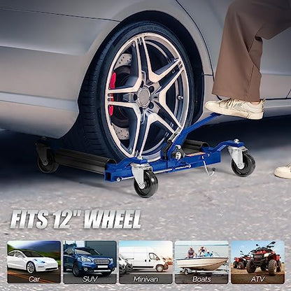TUFFIOM Car Wheel Dolly Jack Set of 4, Mechanical 6000-lbs Car Skates, 12'' Wheel Vehicle Positioning Jack, Heavy Duty Rollers with Ratcheting Foot Pedal for Tire Auto Repair Moving, Blue - color: Blue, Set of 4