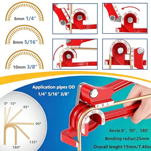smseace 55Pack 3/16 Inch+1/4 Inch Brake line kit include 25 FT Zinc-plated brake lines with fitting(32pcs Fittings,4pcs Union+8pcs Nut) brake line bender,Single flare tool,cutter Brake line kit - color: Silver-A, size: 3/16inch+1/4inch