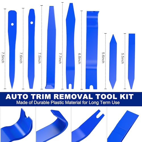 10 Pcs Car Trim Removal Tool Kit with Non-Scratch Plastic Pry Tool and Auto Clip Pliers, Automotive Car Trim Rivet Clip Removal Tool for Door Panel Dashboard Body Repair Kit -Blue | High-strength impact-resistant nylon material,Suitable for automotive int