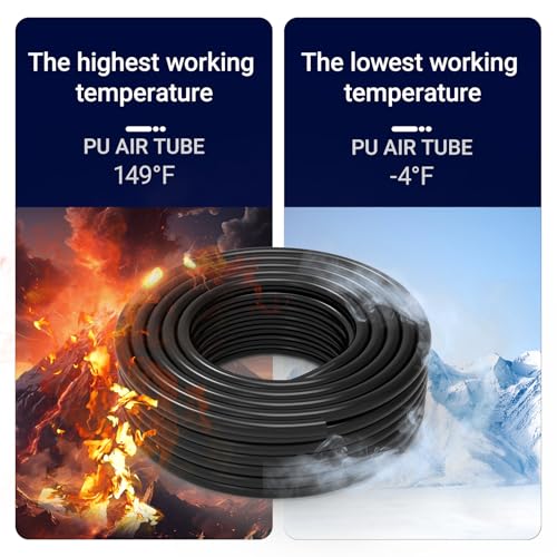 1/4 Inch OD Black Polyurethane PU Pneumatic Air Hose Tubing 98.4 Feet/30Meter Air Brake Line Tubing Compressed Accessories - size: 1/4" OD/98.4 Feet, style: Polyurethane/Black
