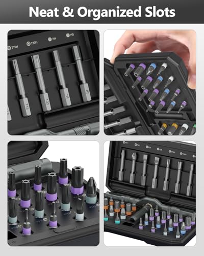 AMIR Magnetic Screwdriver Set, Ratchet Screwdriver Set with 40 Precision Bits and Ratchet Handle, 42-in-1 DIY Repair Tool Kit for Home Improvement, Electronics, Computers, Bicycles Repair - color: Black