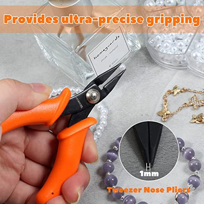 4-Inch Long Nose Pliers Tweezer Nose Specialty Pointed Nose Plier | 1mm Diameter Tip, Smooth Jaw, Micro Precision Needle Nose Chain Nose Pliers for Jewelry Making Wire Wrapping, Object Gripping - style: Mini Long Nose Pliers