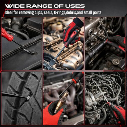 15PCS Pick and Hook Tool Set with Magnetic Pickup Tool, Trim Removal Tools, Fastener Remover and Storage Bag, Precision Hook and Pick Set for O-Ring, Gasket, Seal, Hose Removal and Automotive Repair - color: 15PCS Pick & Trim Removal Kit