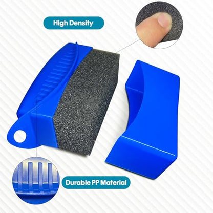 Tire Shine Pads, 2 Pcs Tire Dressing Sponge Applicator Contoured, Reusable Tire Shine Applicator with Lid for Car Detailing - color: Blue