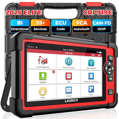 LAUNCH X431 CRP919E Bidirectional Scan Tool,35+ Reset ECU Code OBD2 Scanner | 4000+ Active Tests as CRP919EBT, 2026 All-in-One Full System Car Scanner, CANFD / DoIP /FCA, BST360 & i-TPMS, 200+ Car Brands