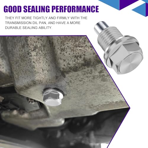 M14×1.5 Magnetic Oil Drain Plug, Transmission Oil Plug, Oil Pan Sump Drain Nut Bolt Screw Repair Kit, Car Magnetic Oil Drain Plug Removal Tool for Honda, Mazda, Suzuki, Jeep, Odyssey - color: Silver