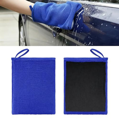 2PCS Clay Mitt Auto Detailing, Mitt Finish for Car Detailing, Microfiber Clays Towel for Car Cleaning and Polishing, Medium Grade Clay Bar Glove for Painted Surface, Glass, Plastic (Blue) - color: Blue