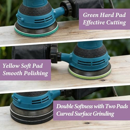 5 Inch 8 Hole Orbital Sander Foam Pads and Sanding Discs Hook and Loop | 4PCS Interface Pads & 20PCS Sandpaper (80 120 240 320 Grits), Soft & Hard Cushion Sponge Buffer Backing Pad for Sander - color: 4PC Pads & 20PC Sanding Discs