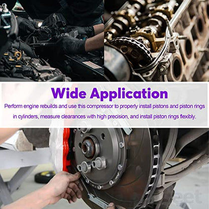 Swpeet 8Pcs 3" 4" 6" Piston Ring Compressor and Adjustable Piston Installation Tool Installer Removal Pliers with Wrench and Stainless Steel Feeler Gauge Assortment Kit for Car Engine