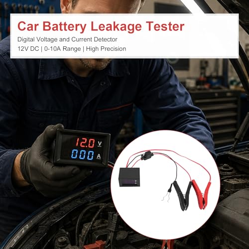 Automotive Battery Drain Tester, Car Alternator Relay Tester with Digital Voltage Display & Clips 12V Auto Leakage Detector to Detect Hidden Drain Issues on Cars Trucks SUV Tools