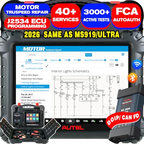 Autel Scanner MaxiSys MS909 Intelligent Scan Tool, 2026 Motor TruSpeed Same as MSUltra Ultra S2 MS919, TSB, Topology 2.0, Up of Elite 2 PRO MS908S PRO II, DOIP & CAN FD, 40+ Service, 3K+ Bidirectional