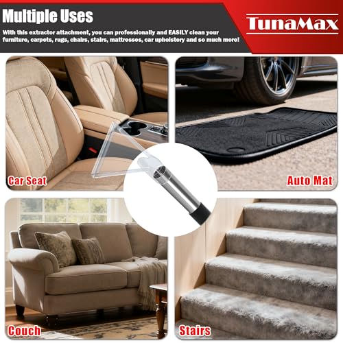 TunaMax Universal Work with All Shop Vacs Clear Extractor Attachment with 1-1/4" & 1-7/8" & 2-1/2" Adapters for Upholstery & Carpet Cleaning & Auto Detailing - size: Small+Large