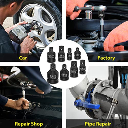 WYBENZ 6PCS Impact Socket Adapter and Reducer Set, 1/4" 3/8" 1/2" 3/4" Impact Adapter Set with Storage Case, Impact Driver & Wrench Conversion Kit Socket Reducer Set Mechanic tools - style: 6 Pcs