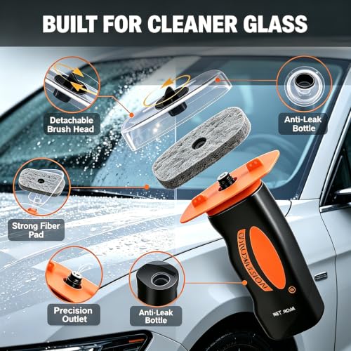 Car Glass Oil Film Remover, Windshield Polishing Cleaner Kit with Microfiber Towel, Anti-Glare Anti-Fog Formula Cleans Oil Stains, Wiper Marks, Road Dirt & Water Spots for Auto 100ml(1pc)