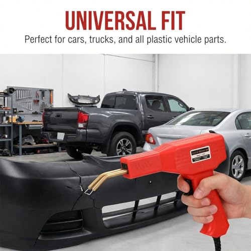Car Plastic Welder, Vehicle Bumper Repair Welding Gun Kit with 200PCS Hot Staplers, Automotive Hot Stapler Weld Gun with Portable Toolbox, Universal for Most Vehicles