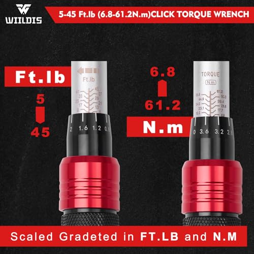 WIILDIS 14 PCS 3/8 Inch Drive Spark Plug Socket Set with Click Torque Wrench（5-45 Lb.ft/6.8-61.2 Nm）, Magnetic Swivel Sockets, Universal Joint, Extension Bar, Cr-V Steel - size: 14 PCS