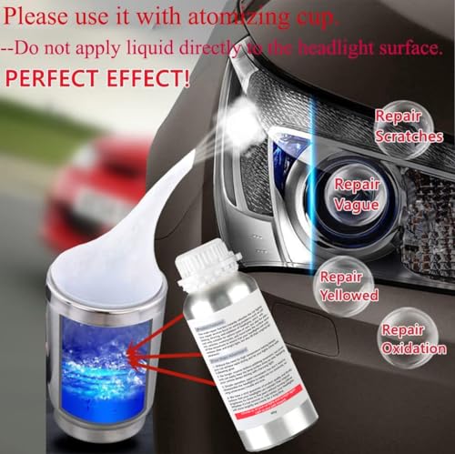 800g Auto Headlight Restoration Liquid, Car Headlight Scratch Restoring Fluid Headlight Repair Polish Cleaner, Headlight Restoration Kit Refill Bottle for Polishing, Restoring Dull Yellow Headlamp - size: M